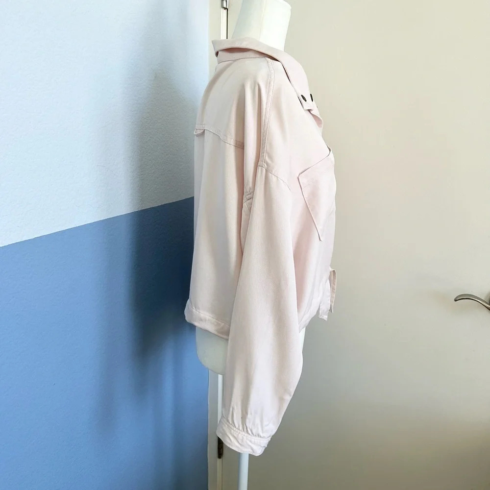 Marine Layer Oslo Crop Tie Waist Boxy Jacket Rosewater Pink Size M - Picture 4 of 11